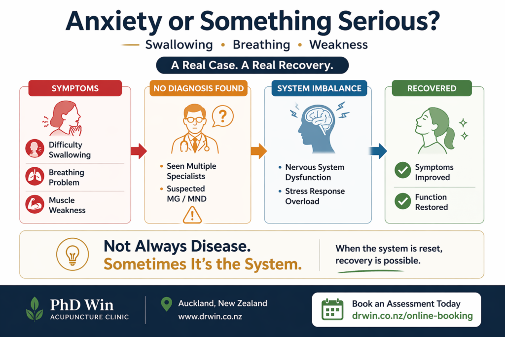 Acupuncture for anxiety with swallowing and breathing difficulty Auckland case recovery