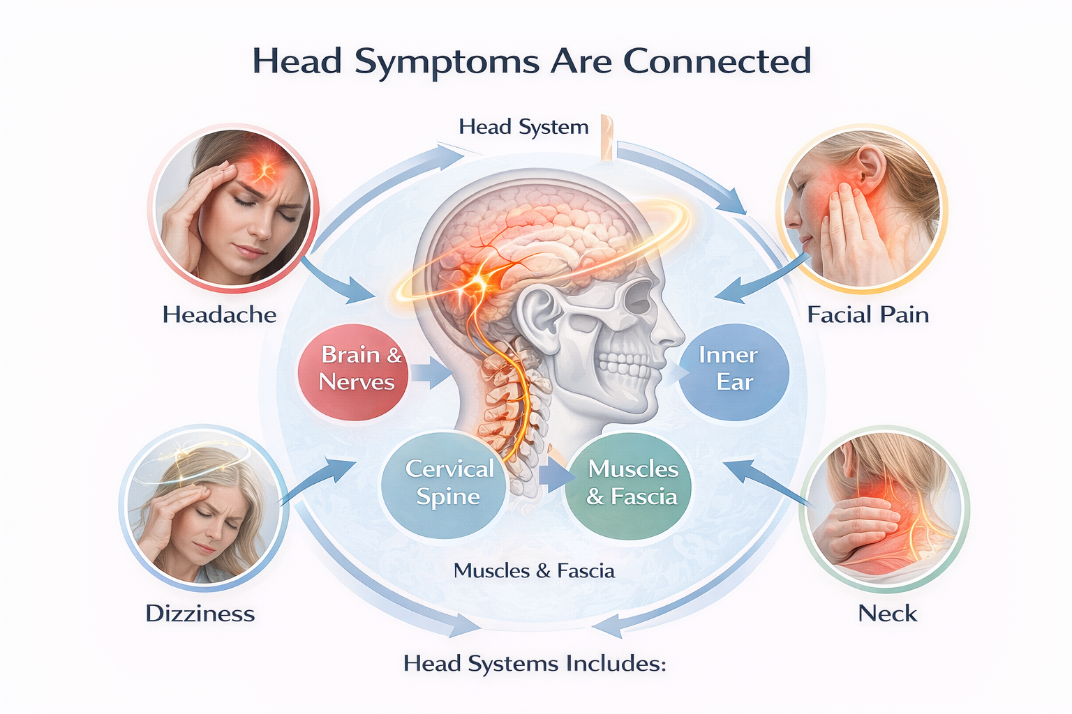 headache dizziness facial pain neck pain