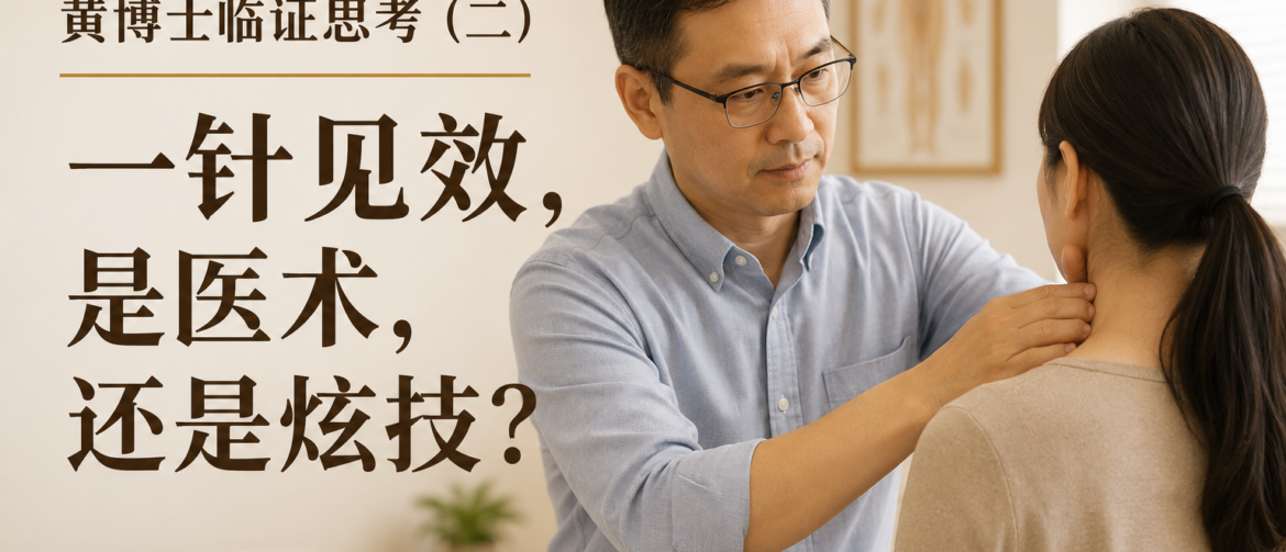 一针见效, 针灸疗效, 临床思维, 临床推理, 诊断思维, 鉴别诊断, 肩痛, 手麻, 斜角肌, 神经刺激, 疼痛治疗, 即时疗效, 临床证据, 针灸治疗, 针灸诊断, 黄博士临证思考, 黄博士, 黄博士中医诊所
