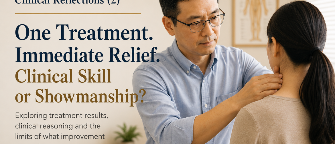 clinical reasoning, acupuncture results, immediate pain relief, acupuncture treatment, diagnostic reasoning, differential diagnosis, treatment response, clinical evidence, shoulder pain, hand numbness, scalene muscles, nerve irritation, musculoskeletal pain, clinical assessment, Dr Win Huang, PhD Win Acupuncture Clinic