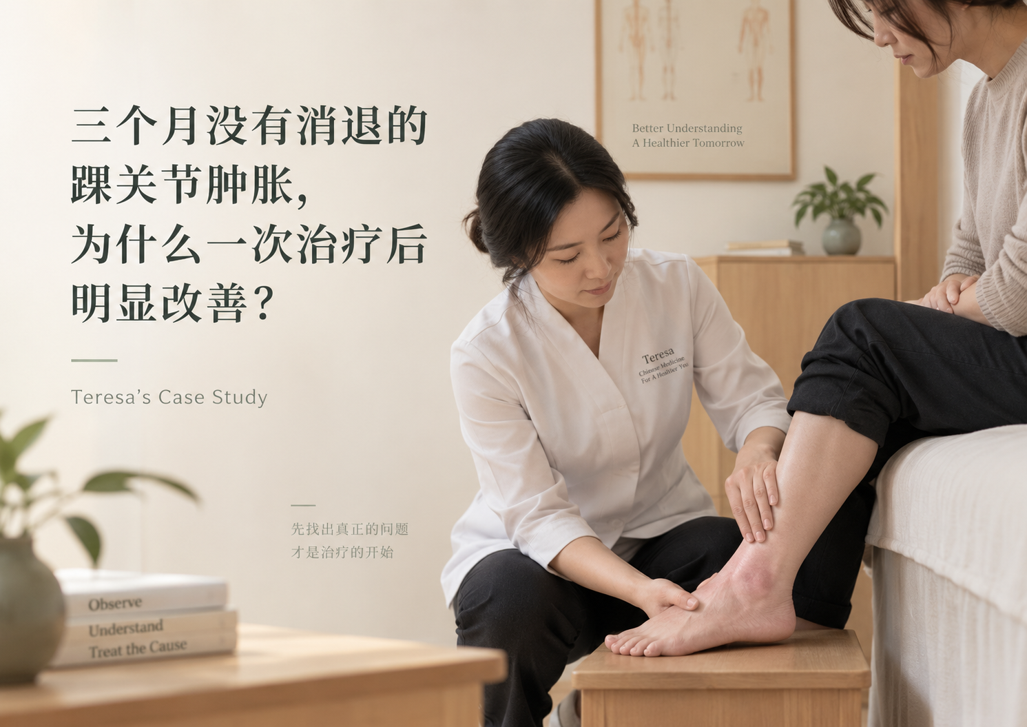 踝关节扭伤,踝关节肿胀,跗骨窦,Sinus Tarsi,丘墟,GB40,踝关节疼痛,运动损伤,针灸治疗,Teresa Case Study