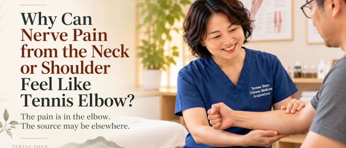Tennis Elbow, Lateral Elbow Pain, Cervical Radiculopathy, Thoracic Outlet Syndrome, Radial Nerve Entrapment, Radial Tunnel Syndrome, Peripheral Nerve Pain, Referred Pain, Neurological Examination, Acupuncture, Teresa Clinical Reflection